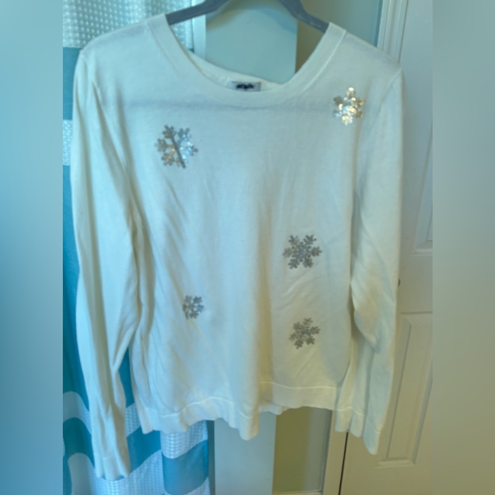 Jcrew Factory Sequin snowflake Teddie sweaterItem BC540, Size XL euc